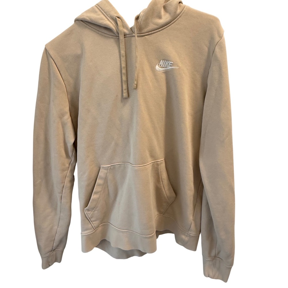 Nike Mens Sportswear Club Fleece Hoodie Tan Beige Embroidered Logo Small
